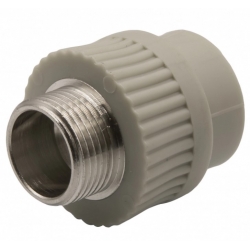 Муфта 25 мм х 3/4"нр EVER PLAST PP-R серый с резьбой для полипропиленовых труб