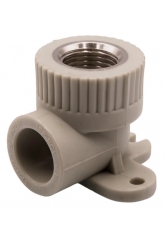 Угольник с креплением 20 мм х 1/2"вр EVER® plast PP-R серый для полипропиленовых труб