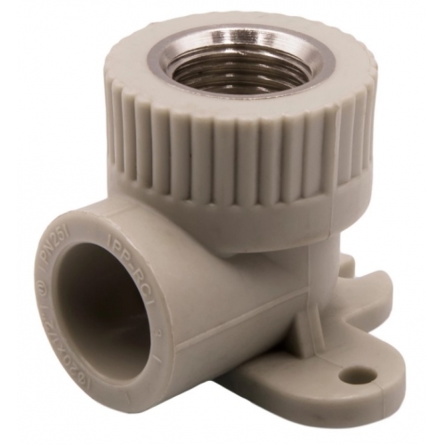 Угольник с креплением 20 мм х 1/2"вр EVER® plast PP-R серый для полипропиленовых труб купить в интернет магазине Санрай73