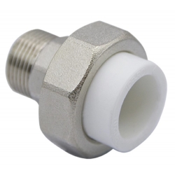 Муфта 25 мм х 3/4"нр разъемная усиленная EVER PLAST PP-R белый для полипропиленовых труб