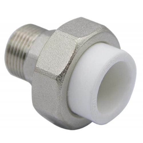 Муфта 25 мм х 3/4"нр разъемная усиленная EVER PLAST PP-R белый для полипропиленовых труб купить в интернет магазине Санрай73