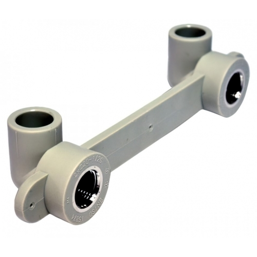 Угольник двойной Heisskraft PP-R серый 20мм х 1/2"вр, крепление под гипсокартон, для полипропиленовых труб купить в интернет магазине Санрай73