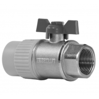 Кран 25 мм х 3/4"вр шаровой полнопроходной Heisskraft PP-R серый для полипропиленовых труб