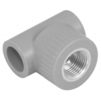 Тройник 25 мм х 1/2"вр х 25 мм Heisskraft PP-R серый с резьбой для полипропиленовых труб