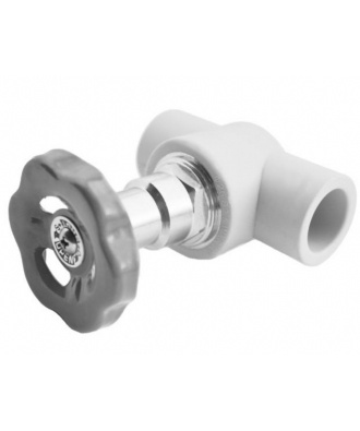 Вентиль 20 мм внутренний-внутренний прямой Heisskraft PP-R серый, для полипропиленовых труб