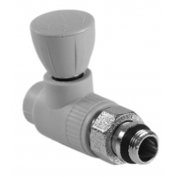 Вентиль 20 мм х 1/2"нр прямой радиаторный со сгоном Heisskraft PP-R серый для полипропиленовых труб