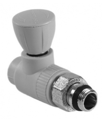 Вентиль 20 мм х 1/2"нр прямой радиаторный со сгоном Heisskraft PP-R серый для полипропиленовых труб