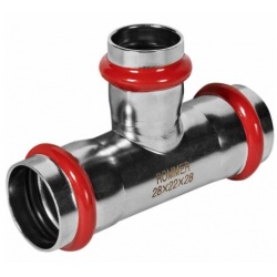 Тройник 28мм х 22мм х 28мм Rommer пресс раструб-раструб-раструб для труб из нержавеющей стали