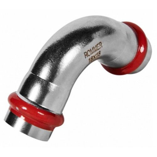 Угольник 18мм х 18мм 90° Rommer пресс раструб-раструб для труб из нержавеющей стали купить в интернет магазине Санрай73