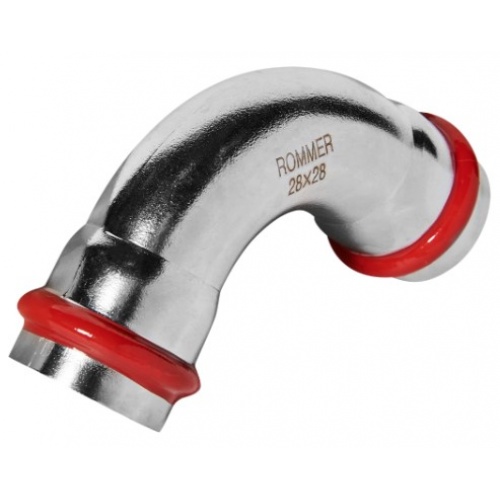 Угольник 28мм х 28мм 90° Rommer пресс раструб-раструб для труб из нержавеющей стали купить в интернет магазине Санрай73