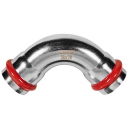 Угольник 28мм х 28мм 90° Rommer пресс раструб-раструб для труб из нержавеющей стали