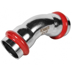 Угольник 22мм х 22мм 45° Rommer пресс раструб-раструб для труб из нержавеющей стали