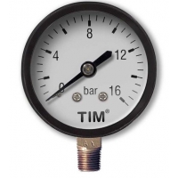 Манометр радиальный TIM Y-50-16, 50мм, 16бар, 1/4", класс 1.6