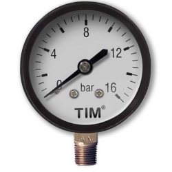 Манометр радиальный TIM Y-50-16, 50мм, 16бар, 1/4", класс 1.6