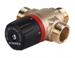 Термостатический смесительный клапан 3/4"нр Rommer 20-43C, 1.6м3/ч  для ГВС и отопления