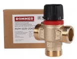Термостатический смесительный клапан 1"нр Rommer 20-43C, 2.5м3/ч  для ГВС и отопления