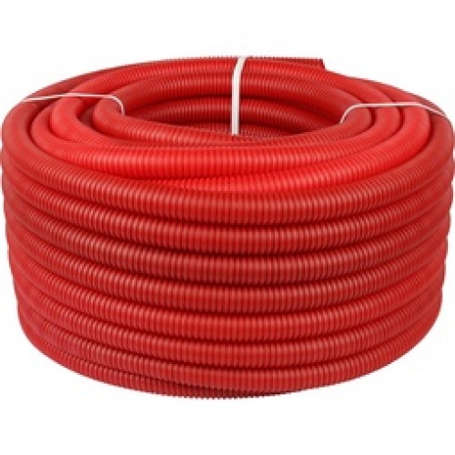 Труба гофрированная ПНД, цвет красный, наружным диаметром 35мм для труб 26мм STOUT (50м) бухта купить в интернет магазине Санрай73