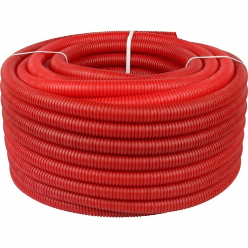 Труба гофрированная ПНД, цвет красный, наружным диаметром 28мм для труб 20мм STOUT (50м) бухта купить в интернет магазине Санрай73