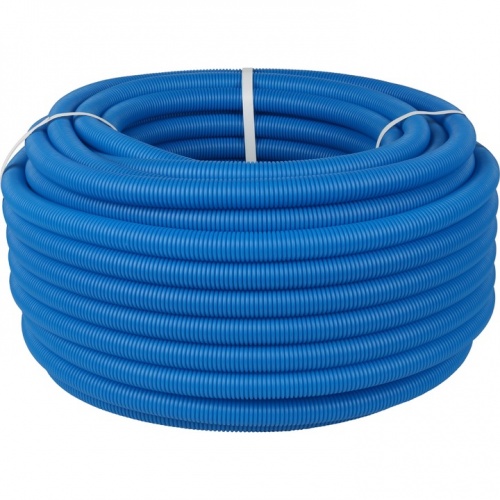 Труба гофрированная ПНД, цвет синий, наружным диаметром 35мм для труб 25мм STOUT (50м) бухта купить в интернет магазине Санрай73