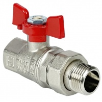Кран шаровой со сгоном 1/2"ВР/НР Valfex Premium прямой, бабочка красная, полнопроходной