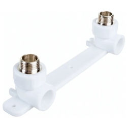 Угольник двойной на пластине 20 мм х 1/2"нр Valfex PP-R белый, для полипропиленовых труб