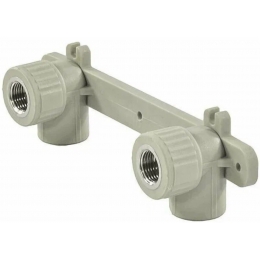 Угольник с креплением двойной 20 мм х 1/2"вр Valfex PP-R серый для полипропиленовых труб