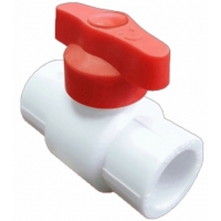 Кран шаровой полупроходной 25 мм Valfex PP-R белый, бабочка красная, для полипропиленовых труб
