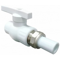Кран шаровой полнопроходной 20 мм с односторонним разъемом Valfex PP-R белый, для полипропиленовых