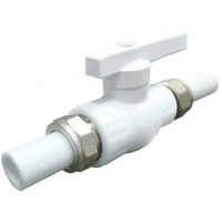 Кран шаровой полнопроходной 25 мм с двухсторонним разъемом Valfex PP-R белый, для полипропиленовых