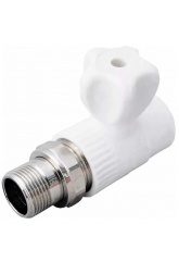 Кран радиаторный со сгоном Valfex PP-R белый 25мм х 1/2"нр, прямой, для полипропиленовых труб