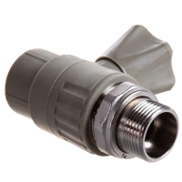 Кран 25 мм х 3/4"нр прямой радиаторный со сгоном Valfex PP-R серый для полипропиленовых труб