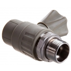 Кран 20 мм х 1/2"нр прямой радиаторный со сгоном Valfex PP-R серый для полипропиленовых труб