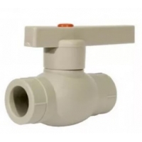 Кран 20 мм прямой шаровой стандартнопроходной Valfex Optima PP-R серый для полипропиленовых труб