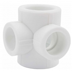 Крестовина двухплоскостная 32 х 25 х 25 х 32 мм Valfex PP-R белый, для полипропиленовых труб