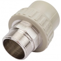 Муфта 50 мм х 1 1/2"нр под ключ Valfex PP-R серый с резьбой для полипропиленовых труб