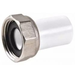 Штуцер 20 мм х 3/4"вр накидная гайка Valfex PP-R белый с резьбой, для полипропиленовых труб