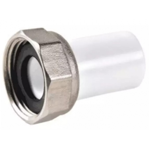 Штуцер 20 мм х 3/4"вр накидная гайка Valfex PP-R белый с резьбой, для полипропиленовых труб купить в интернет магазине Санрай73