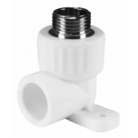 Угольник с креплением 20 мм х 1/2"нр Valfex PP-R белый, для полипропиленовых труб