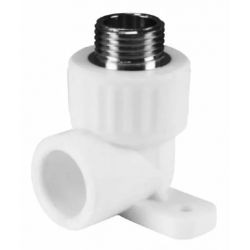 Угольник с креплением 25 мм х 1/2"нр Valfex PP-R белый, для полипропиленовых труб