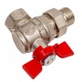Кран шаровой со сгоном 3/4"ВР/НР Valfex Premium угловой, бабочка красная, полнопроходной