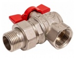 Кран шаровой со сгоном 3/4"ВР/НР Valfex Premium угловой, бабочка красная, полнопроходной