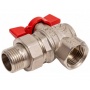 Кран шаровой со сгоном 3/4"ВР/НР Valfex Premium угловой, бабочка красная, полнопроходной