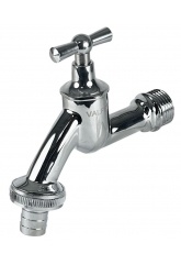 Вентиль водоразборный 1/2" Valfex латунный со штуцером, ручка-бабочка, декор, хром