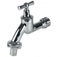 Вентиль водоразборный 3/4" Valfex латунный со штуцером, ручка-бабочка, декор, хром