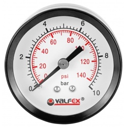 Манометр аксиальный заднее подключение Valfex 50мм, 10bar, 1/4"