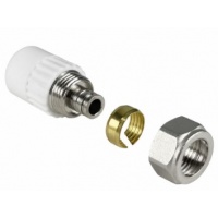 Переходник 20 мм х 16 мм обжим Valfex PP-R белый внутренний, для соединения PPR - PEX труб