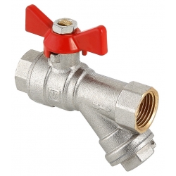 Кран-фильтр шаровой 1/2"ВР/ВР 500 мкм Valtec бабочка красная