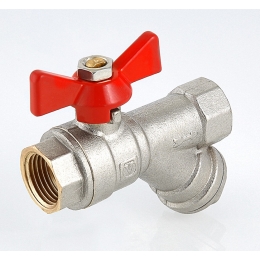 Кран-фильтр шаровой 1/2"ВР/ВР 500 мкм Valtec бабочка красная