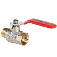 Кран шаровой Valtec Base 1/2"ВР/НР полнопроходной, рукоятка стальная красная