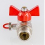 Кран шаровой для подключения манометра 1/2"НР/ВР Valtec бабочка красная